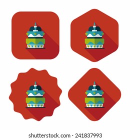 Valentine's Day cake flat icon with long shadow,eps10