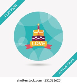 Valentine's Day cake flat icon with long shadow,eps10
