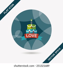 Valentine's Day cake flat icon with long shadow,eps10