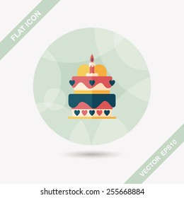 Valentine's Day cake flat icon with long shadow,eps10