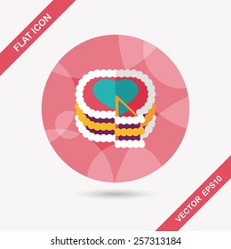 Valentine's Day cake flat icon with long shadow,eps10