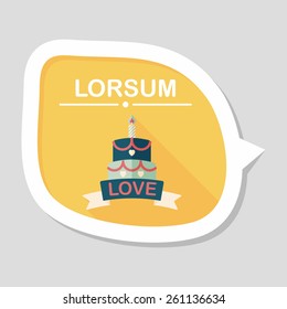 Valentine's Day cake flat icon with long shadow,eps10