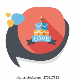 Valentine's Day cake flat icon with long shadow,eps10