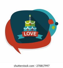 Valentine's Day cake flat icon with long shadow,eps10
