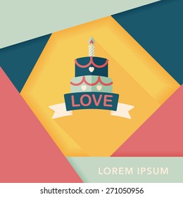 Valentine's Day cake flat icon with long shadow,eps10