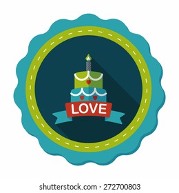 Valentine's Day cake flat icon with long shadow,eps10