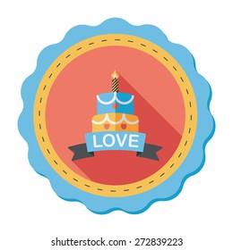 Valentine's Day cake flat icon with long shadow,eps10