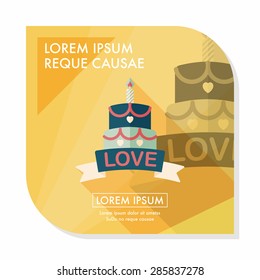 Valentine's Day cake flat icon with long shadow,eps10