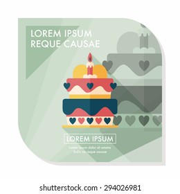 Valentine's Day cake flat icon with long shadow,eps10