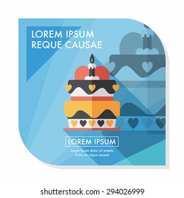 Valentine's Day cake flat icon with long shadow,eps10