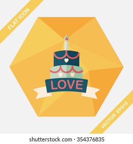 Valentine's Day cake flat icon with long shadow,eps10