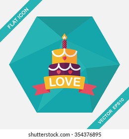 Valentine's Day cake flat icon with long shadow,eps10