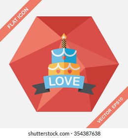 Valentine's Day cake flat icon with long shadow,eps10
