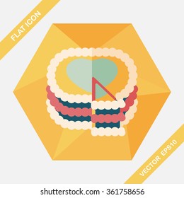 Valentine's Day cake flat icon with long shadow,eps10