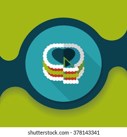 Valentine's Day cake flat icon with long shadow,eps10