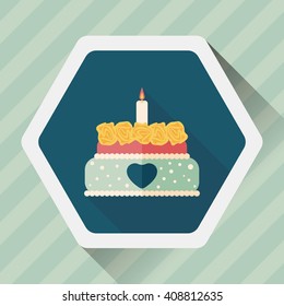 Valentine's Day cake flat icon with long shadow,eps10