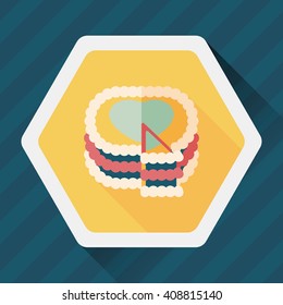 Valentine's Day cake flat icon with long shadow,eps10