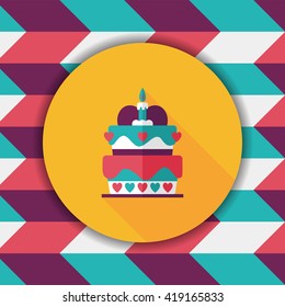 Valentine's Day cake flat icon with long shadow,eps10
