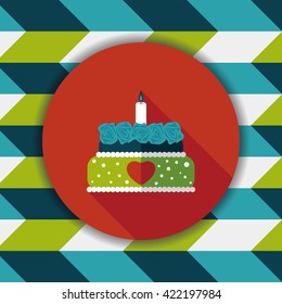 Valentine's Day cake flat icon with long shadow,eps10
