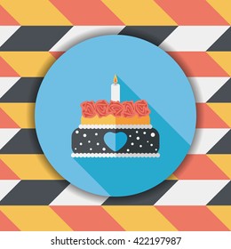 Valentine's Day cake flat icon with long shadow,eps10