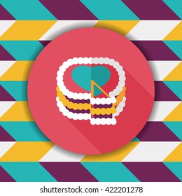 Valentine's Day cake flat icon with long shadow,eps10