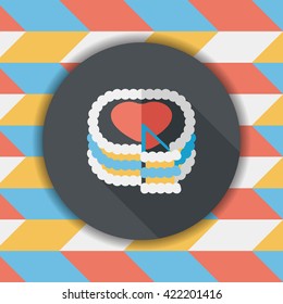 Valentine's Day cake flat icon with long shadow,eps10