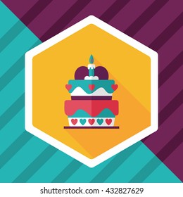 Valentine's Day cake flat icon with long shadow,eps10