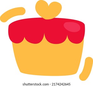 Valentines day cake, illustration, vector on a white background.