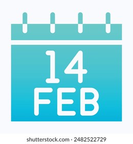 Valentines Day Calendar, 14 February, Valentine s Day, Love Concept. Beautiful Valentines Card, Banner, Isolated Gradient Vector Icon.