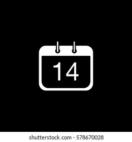 Valentines Day Calendar 14 Flat Icon On Black Background