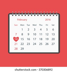 Valentines Day Calendar Feb 14th