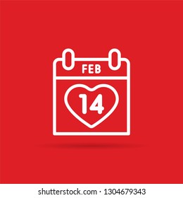 Valentine's Day calendar. February 14th illustration