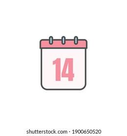 Valentine's Day Calendar Filled Color Icon - Valentine's Day Elements Icon Set Vector Illustration