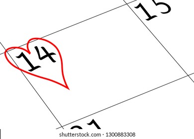Valentine`s Day Calendar Day with Heart