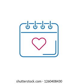 Valentine's day, calendar icon. Can be used for web, logo, mobile app, UI, UX on white background