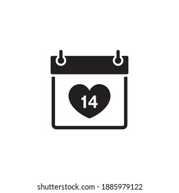 Valentines day calendar icon isolated on white background