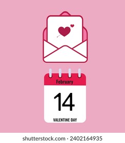 Valentine's Day calendar icon and love message