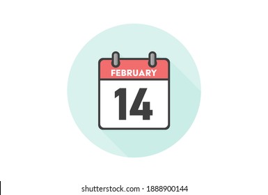 Valentine's day, Calendar icon. Simple and stylish Vector design illustration. February 14th Calendar on light blue circle background. 