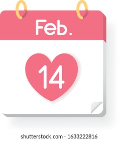 Valentine's Day Calendar, Icon Vector