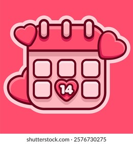 Valentine's Day Calendar Icon Vector Illustration