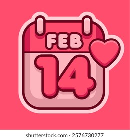 Valentine's Day Calendar Icon Vector Illustration