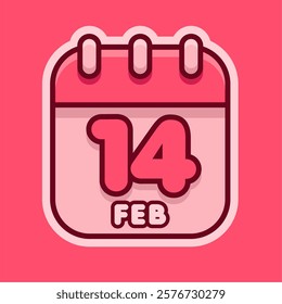 Valentine's Day Calendar Icon Vector Illustration