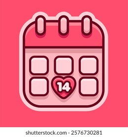 Valentine's Day Calendar Icon Vector Illustration