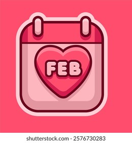 Valentine's Day Calendar Icon Vector Illustration