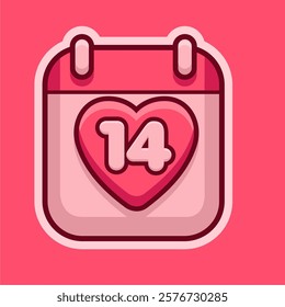 Valentine's Day Calendar Icon Vector Illustration