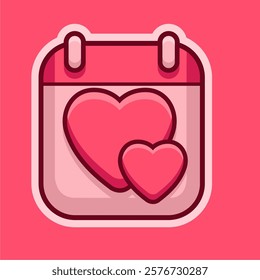 Valentine's Day Calendar Icon Vector Illustration