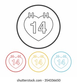 valentine's day calendar line icon