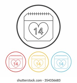 valentine's day calendar line icon