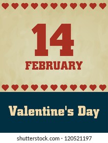 Valentines Day calendar page vintage vector