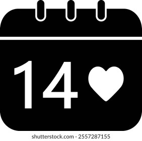 Valentine's day calendar silhouette vector.
14 February calendar silhouette.
Love Calendar Flat Icon.
Good for greeting card,poster,banner,leaflet.
Transparent background.